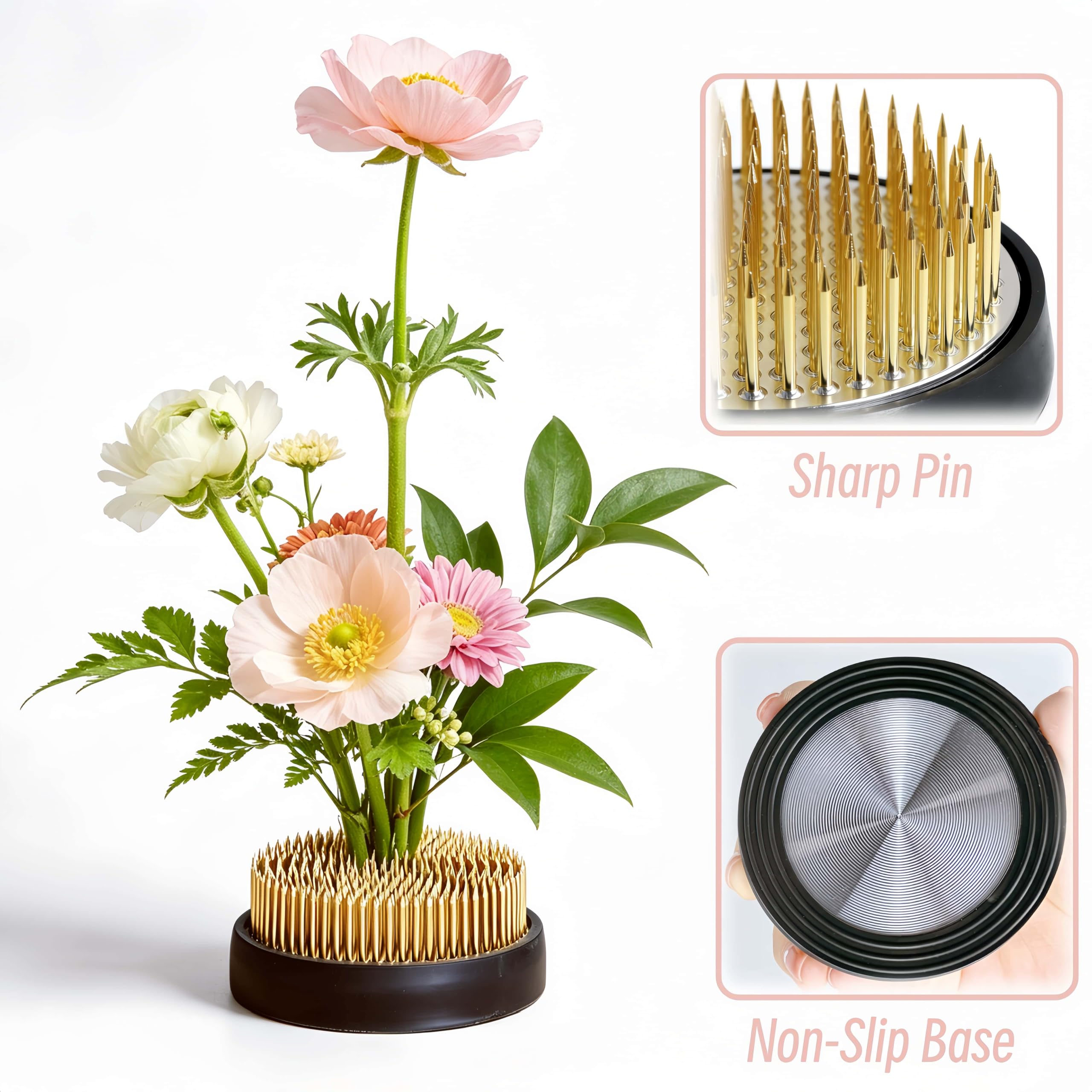 Amazon.com: 日本古典插花花瓶組,極簡陶瓷花盆淺容器,附2.4 英吋(約6.1